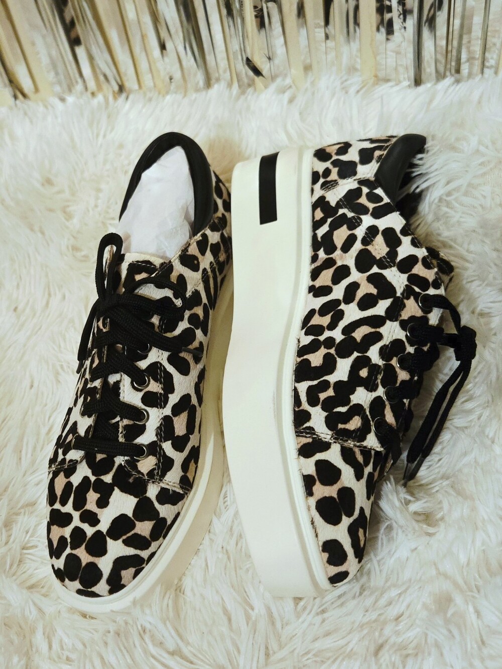 NWOT Fur Sneaker Wedges